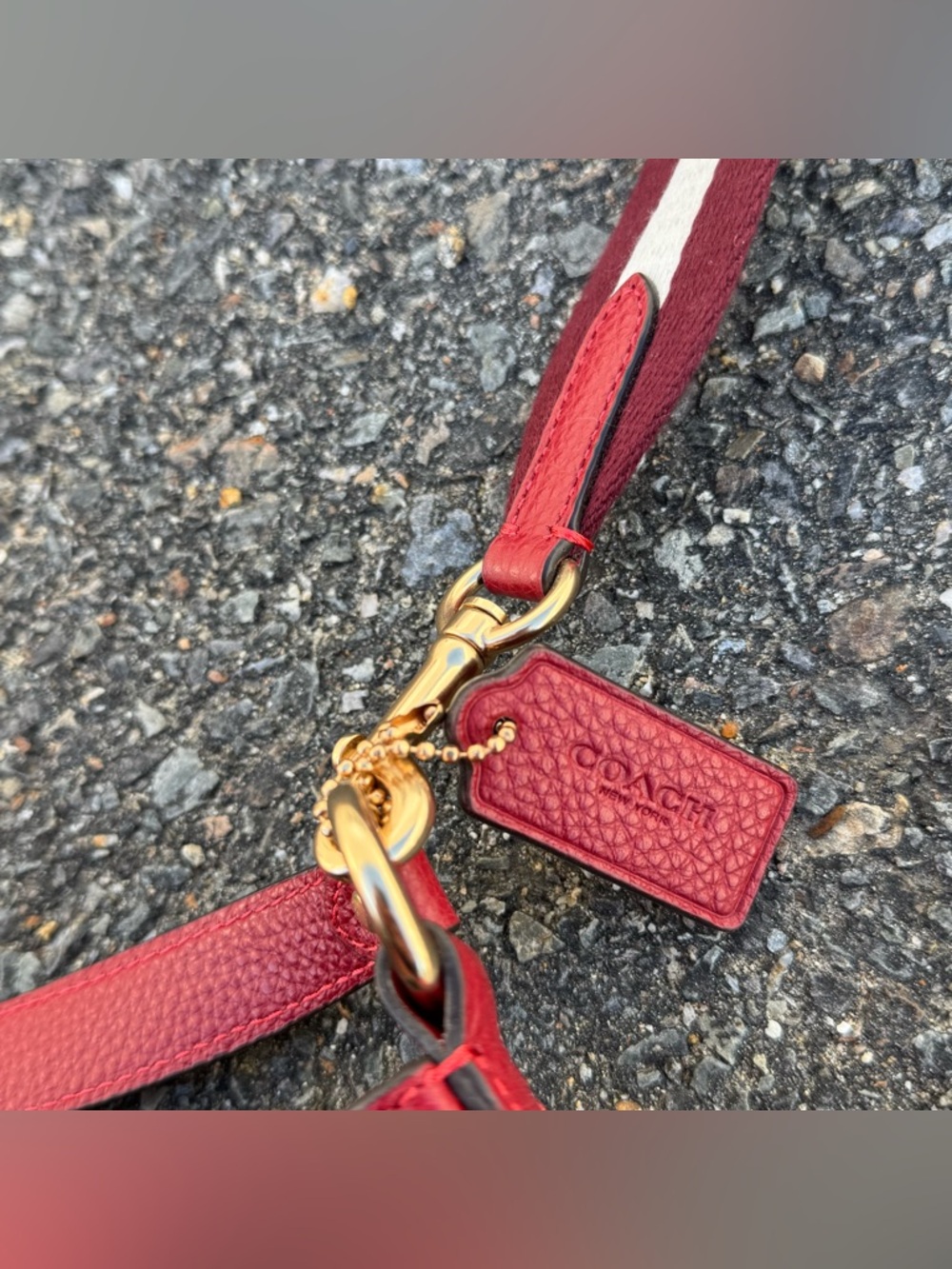 Coach Mini Dempsey Drawstring Leather Crossbody Shoulder Bucket Bag Cherry Red - Picture 3 of 12